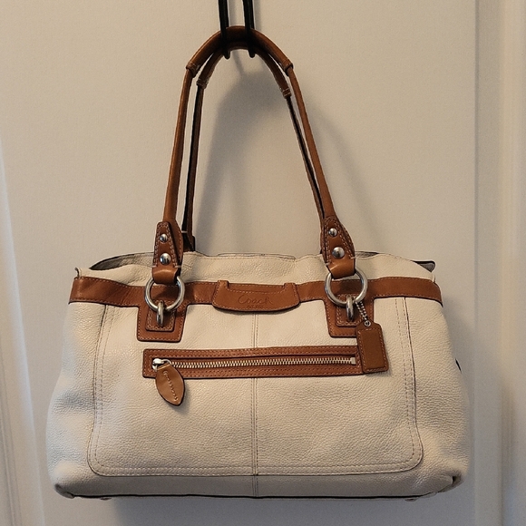 Coach Penelope Cream and Brown Shoulder Bag F14682 - Picture 1 of 16